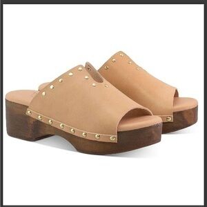 ANCIENT GREEK 8/38 Sagini Leather Studded Clogs Mules